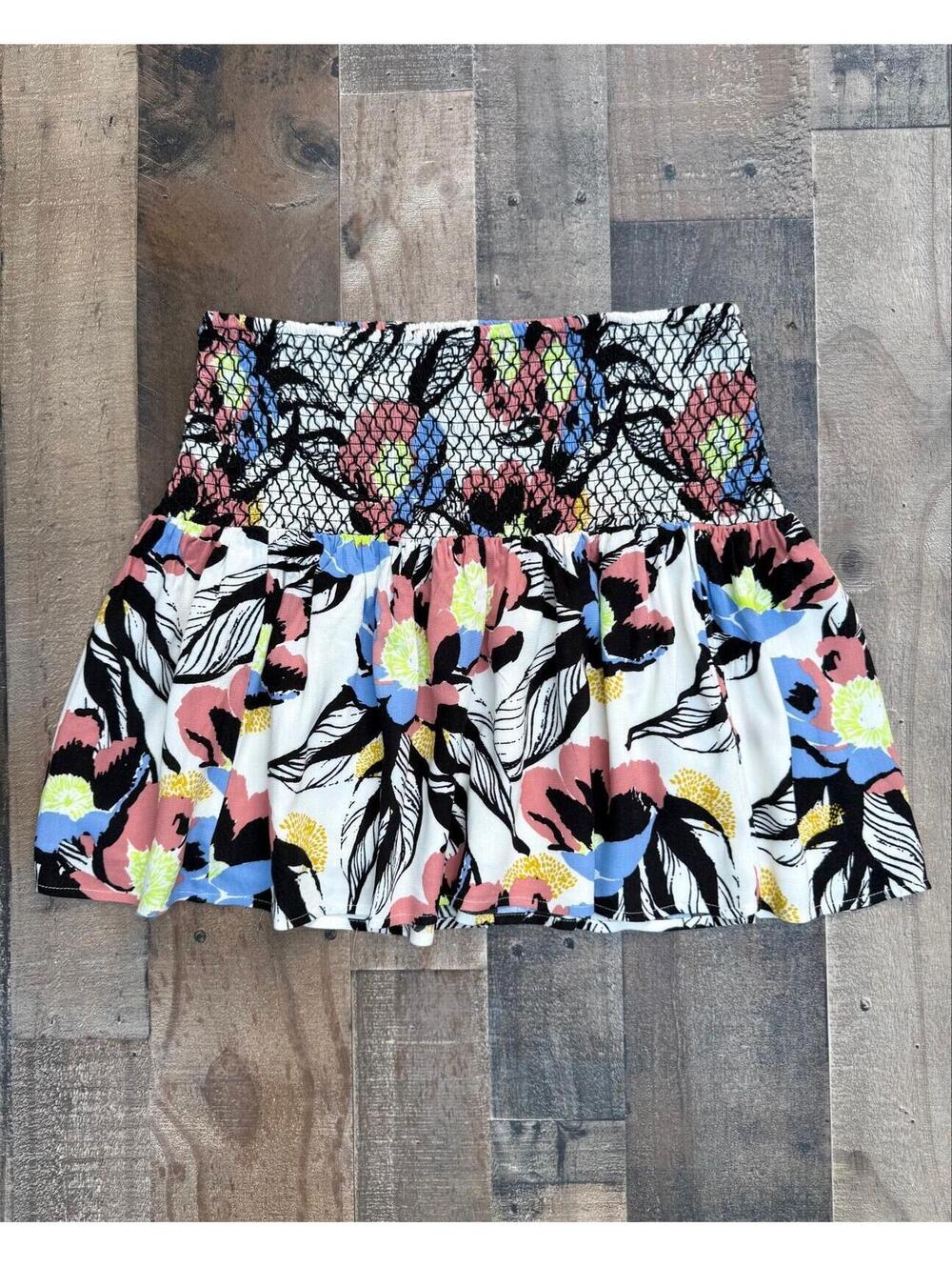 Free People floral Smocked Skirt Size M (Measurements Below)